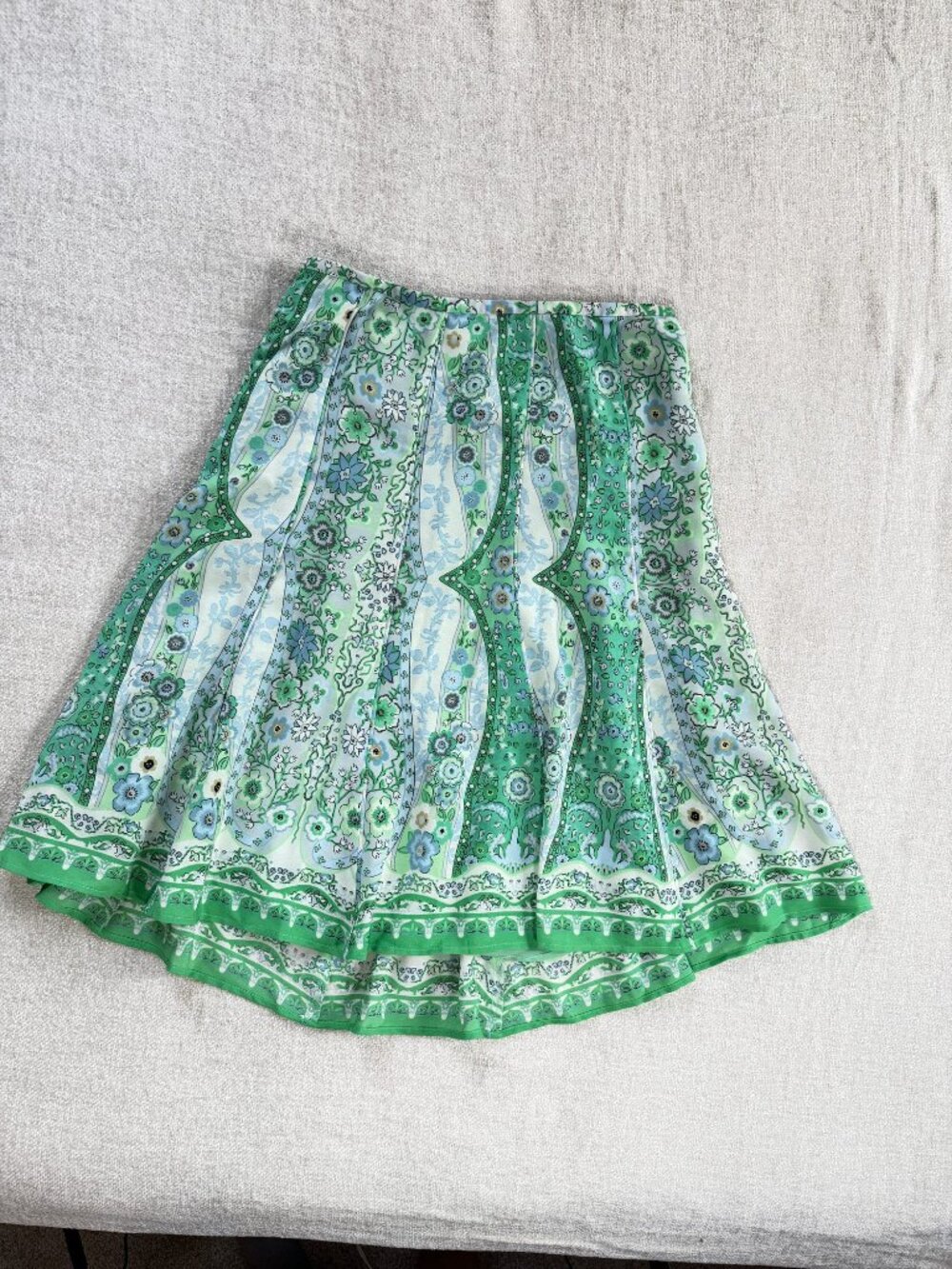 Jones Wear Green Floral Paisley A-Line Skirt Sz 8 Cottagecore Boho Garden Party